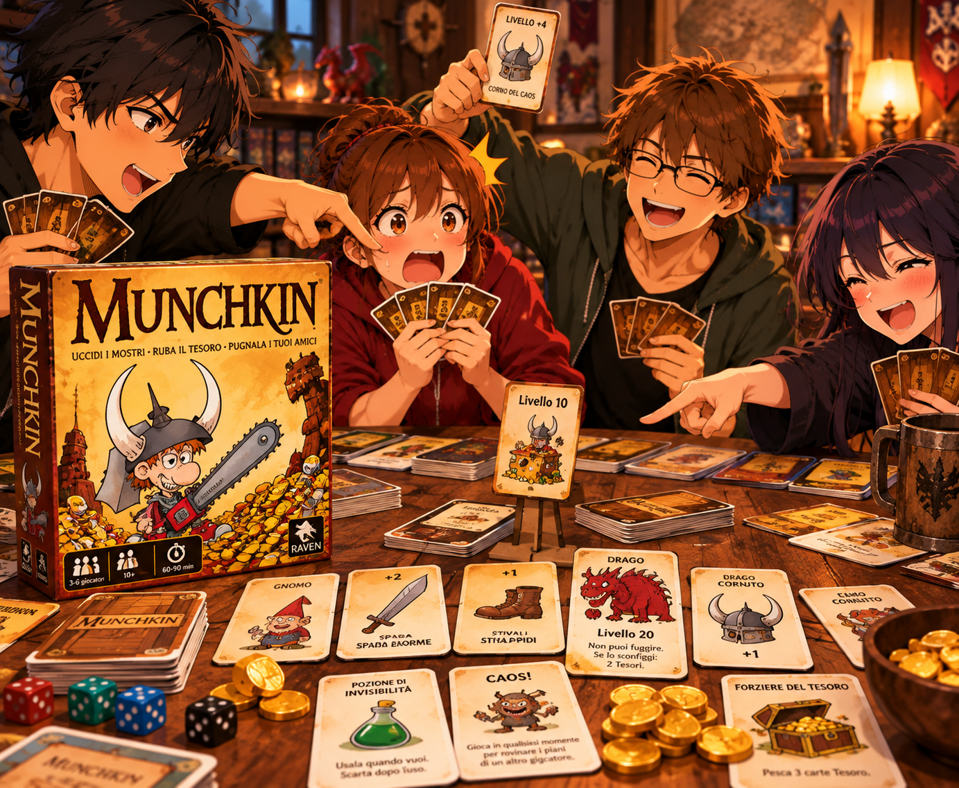 Partita al gioco di carte Munchkin