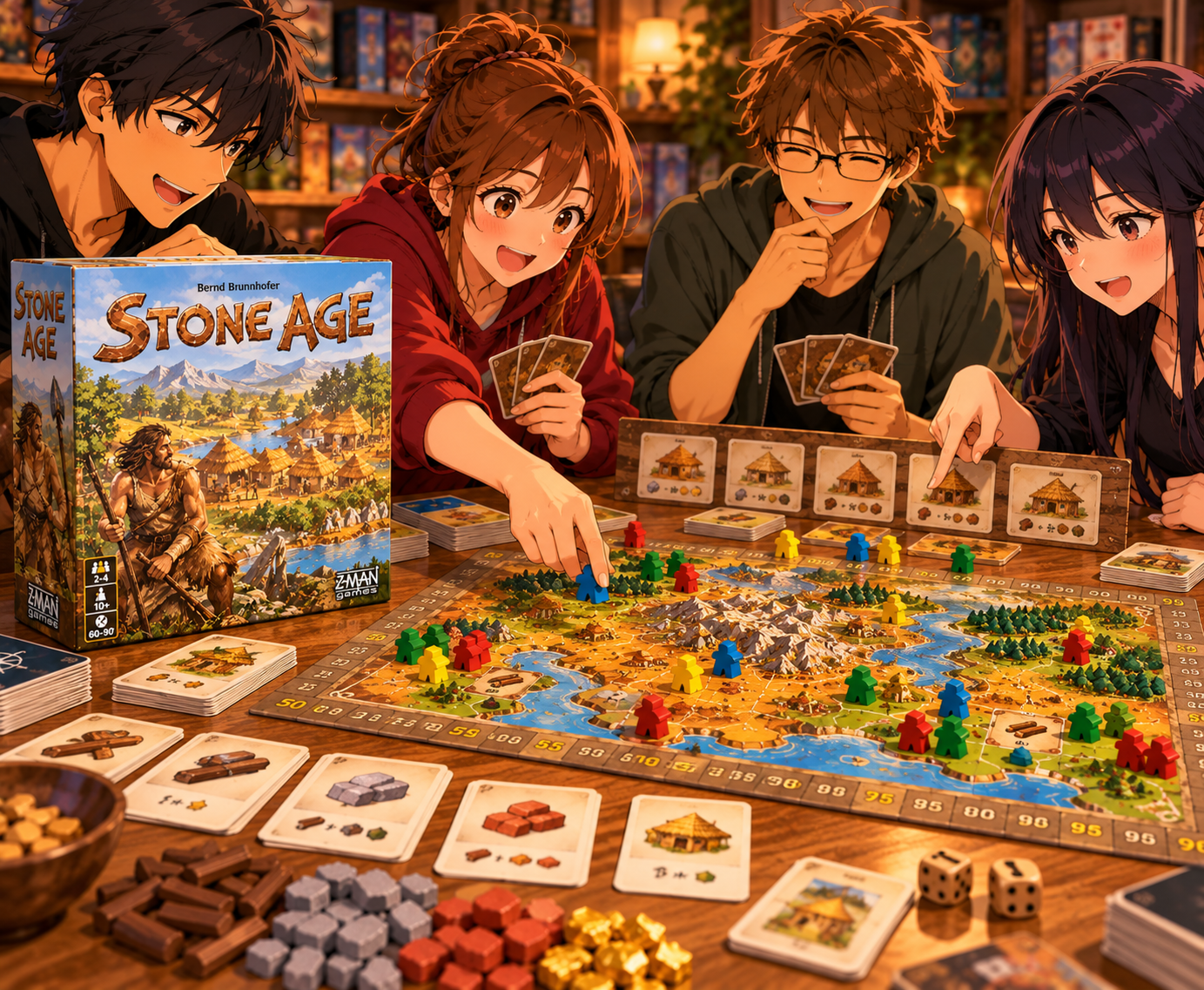 Tabellone e componenti del gioco Stone Age